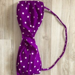 purple polka dot bandeau bikini top